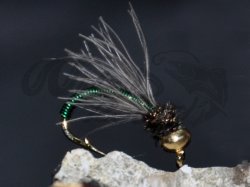 Tungsten Goldhead CDC Metallic Green Pupa