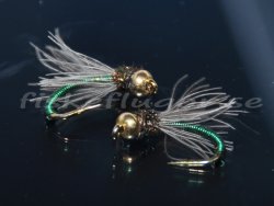 Tungsten Goldhead CDC Metallic Green Pupa