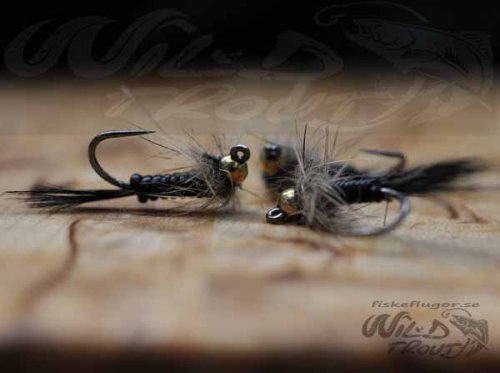 Tungsten JIG Goldhead Larvalace Nymph Black BL